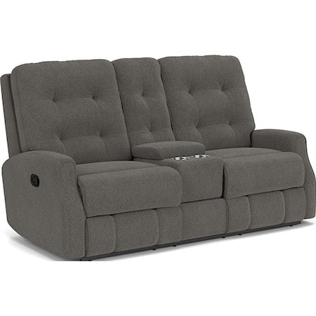 Button Tufted Reclining Console Loveseat