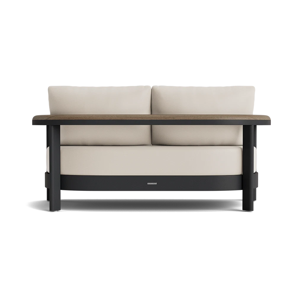 Cushioned Aluminum Loveseat w/Teak Arms