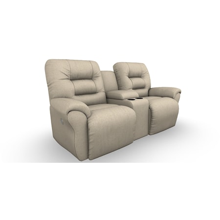 Casual Space Saver Reclining  Loveseat with Cupholder Storage Console