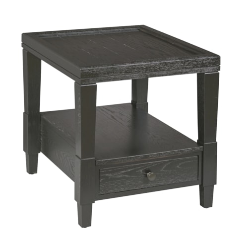 Transitional Rectangular 1-Drawer End Table