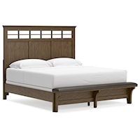 King Panel Bed with Upholstered Bench Footboard