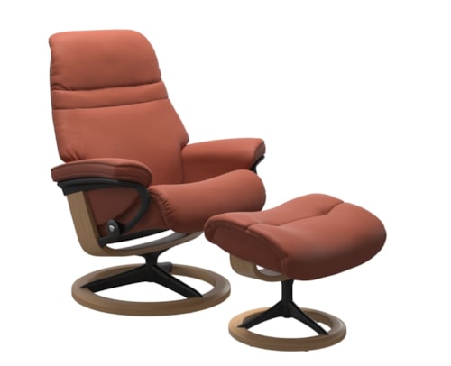 Medium Reclining Chair and Ottoman with Signature Base
