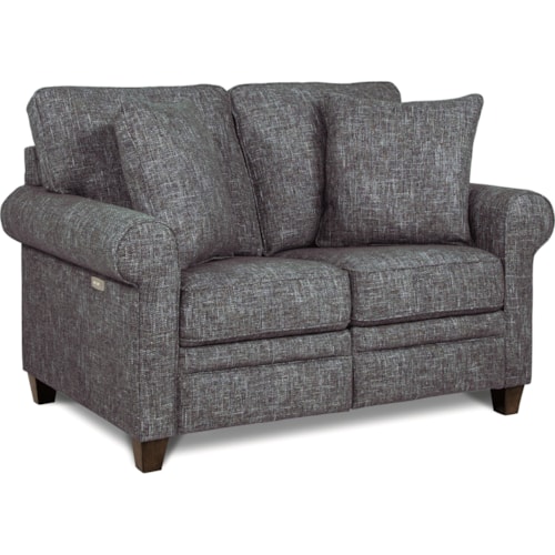 Transitional Duo Power Reclining Loveseat with USB Ports