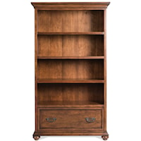 Traditional 3-Shelve Bookcase with 2-Drawers and Adjustable Shelves