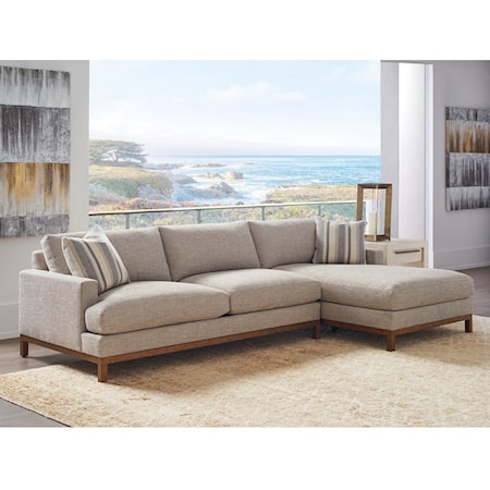 2-Pc Sectional w/ Brass Base & RAF Chaise