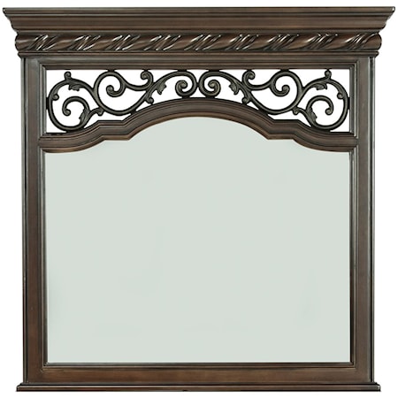 Landscape Mirror with Burnished Brass Metal Inserts