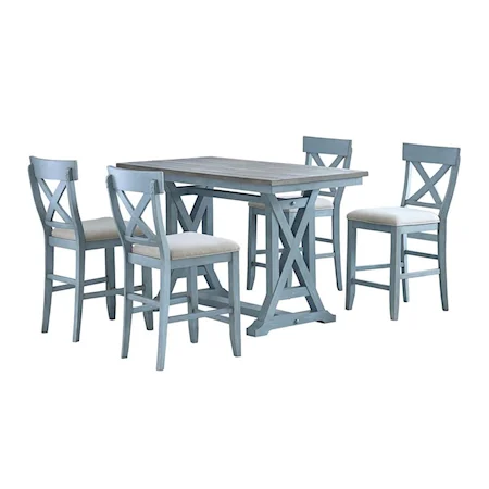 Farmhouse 5-Piece Counter Height Dining Set