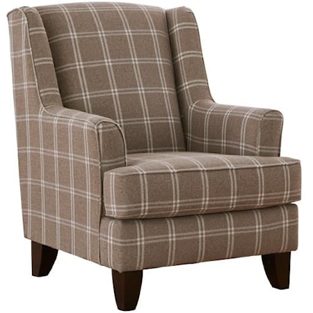 Casual Striped Accent Chair with Exposed Wooden Legs