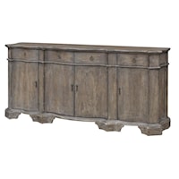 Rustic 4-Door Credenza with 4 Drawers