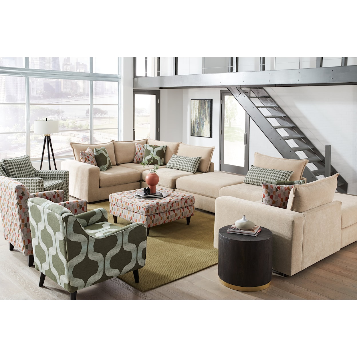 Fusion Furniture 7000 GLAM SQUAD SAND Living Room Set