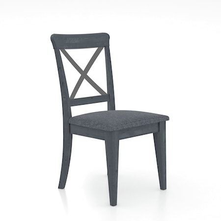 Industrial Dining Side Chair With Upholstered Seat