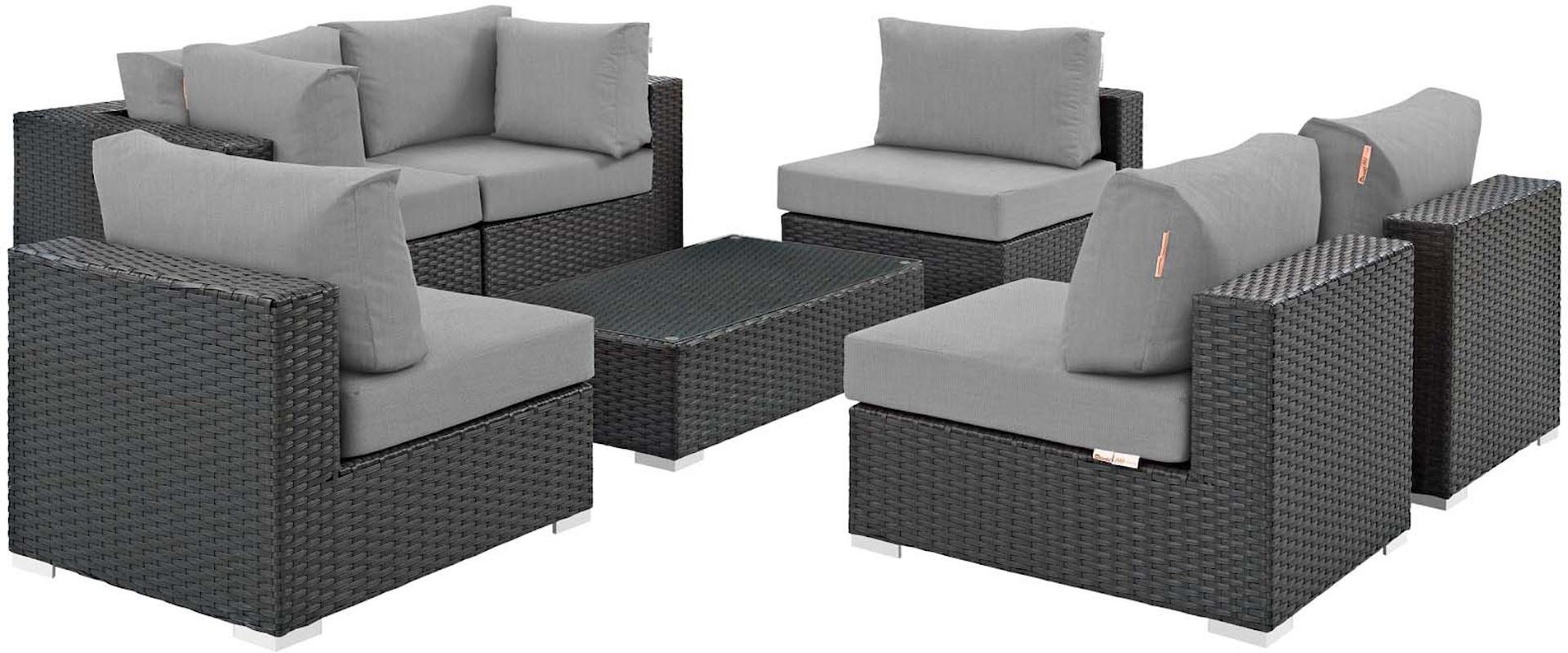 7 Piece Outdoor Patio Sunbrella® Sectional Set - Gray