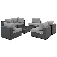 7 Piece Outdoor Patio Sunbrella® Sectional Set - Gray