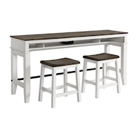 Transitional 3-Piece Dining Set with USB Ports and Outlets