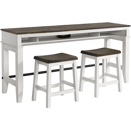 Transitional 3-Piece Dining Set with USB Ports and Outlets