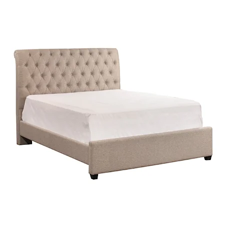 Transitional King Upholstered Bed with Tufting