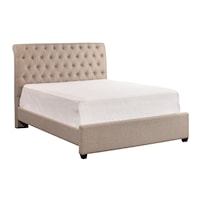 Transitional California King Upholstered Bed with Tufting