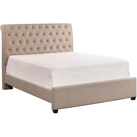 Transitional California King Upholstered Bed with Tufting