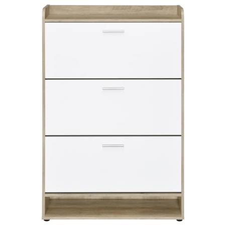 GENA WHITE AND NATURAL SHOE CABINET |