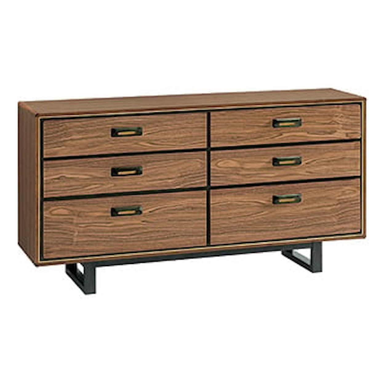 Whittier Wood Bryce 70"W Low Dresser with Metal Legs