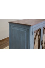 International Furniture Direct Marlin Rustic 4-Door Console with Glass Doors