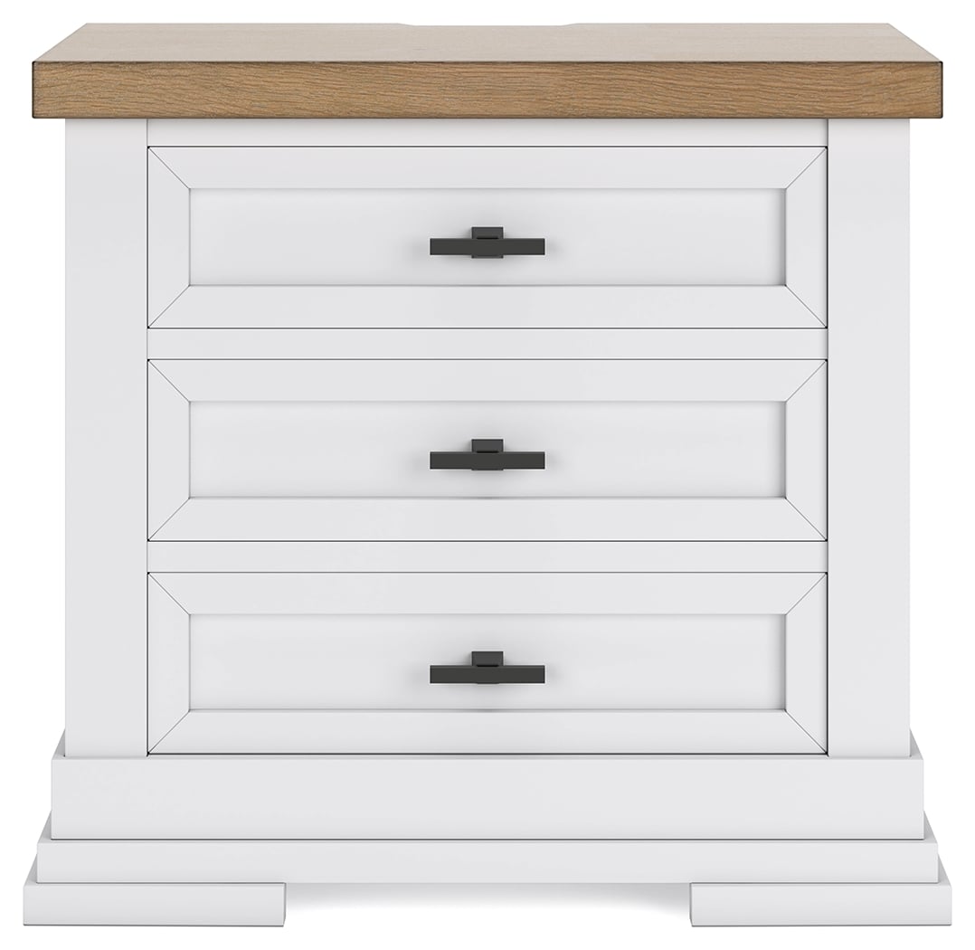 Benchcraft Ashbryn B84493 Farmhouse TwoTone 3Drawer Nightstand with