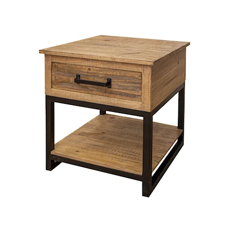 Solid Wood/Metal End Table