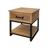 Solid Wood/Metal End Table
