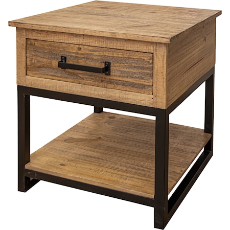 Solid Wood/Metal End Table