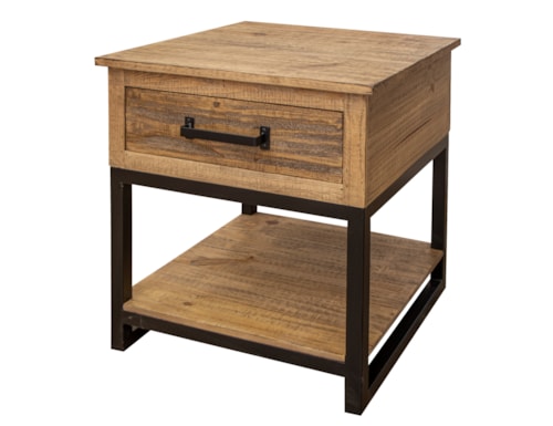 Solid Wood/Metal End Table