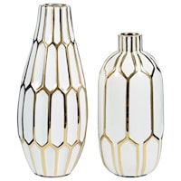Mohsen Gold Finish/White Vase Set