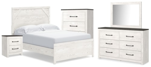 Full Panel Bed, Dresser, Mirror, Chest And Nightstand