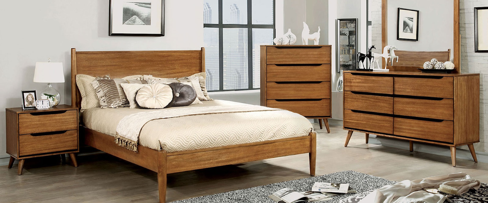 Queen Bed + 2NS + Dresser + Mirror