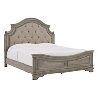 Traditional Queen Panel Bed with Upholstered Headboard