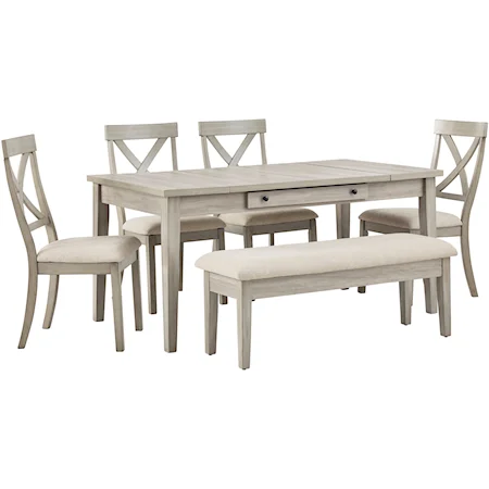 6-Piece Table and Chair Set with Bench