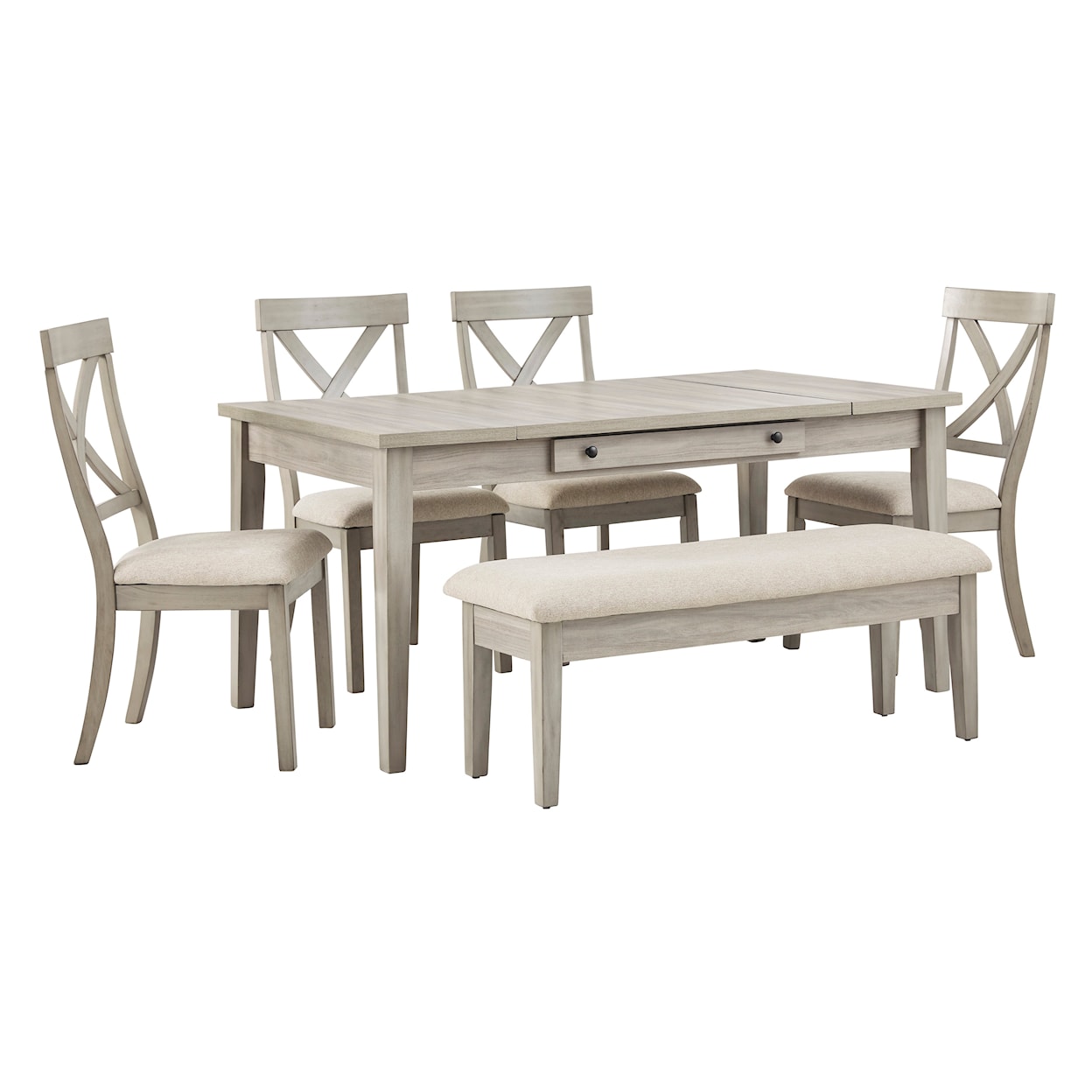 Ashley Signature Design Parellen 6-Piece Table and Chair Set with Bench