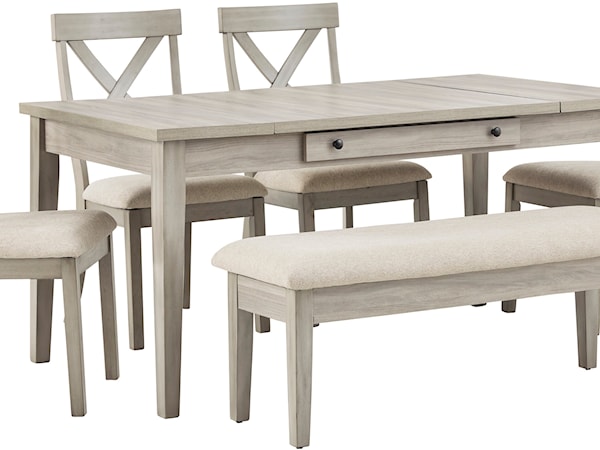 6-Piece Table and Chair Set with Bench