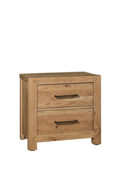 Transitional 2-Drawer Nightstand with Metal Bar Hardware