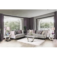 Transitional Sofa and Loveseat Set with Nailhead Trim and Button Tufting