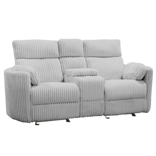Casual Power Reclining Glider Loveseat with Storage Console
