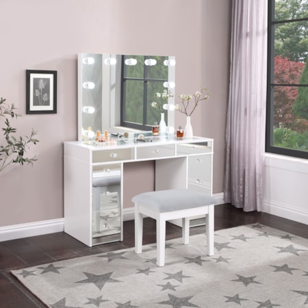 Regina Makeup Vanity Table Set w/ Lighting