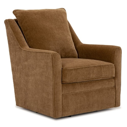 Casual Pillow-Back Swivel Chair with Piped Seams