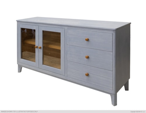 Coastal 3-Drawer Console with 2-Glass Doors