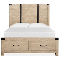 Farmhouse Queen Panel Bed with Footboard Storage