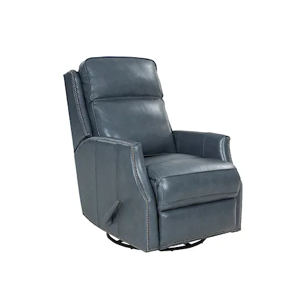 Transitional Swivel Glider Recliner with Nail Head Trim