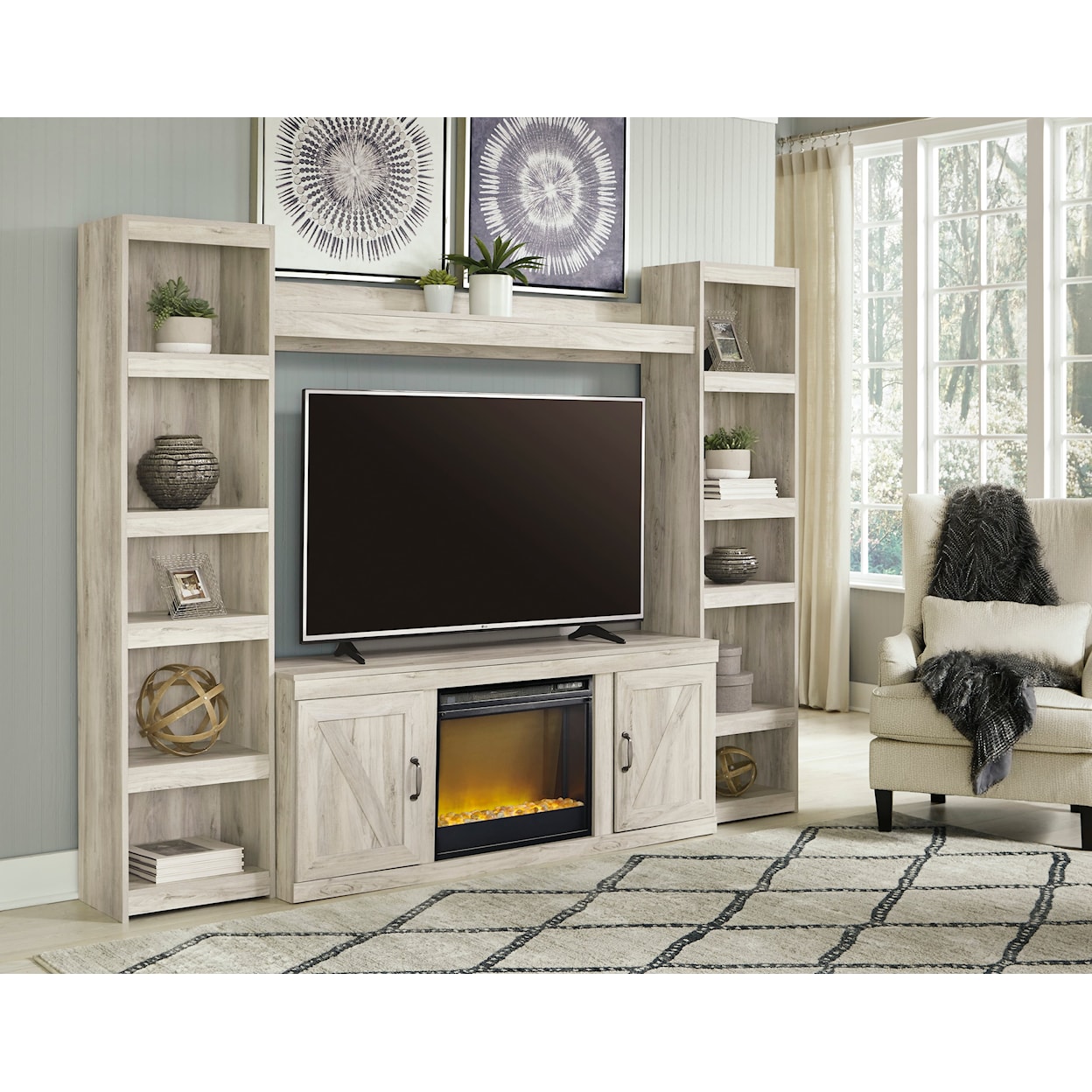 Signature Design by Ashley Bellaby Entertainment Center with Fireplace