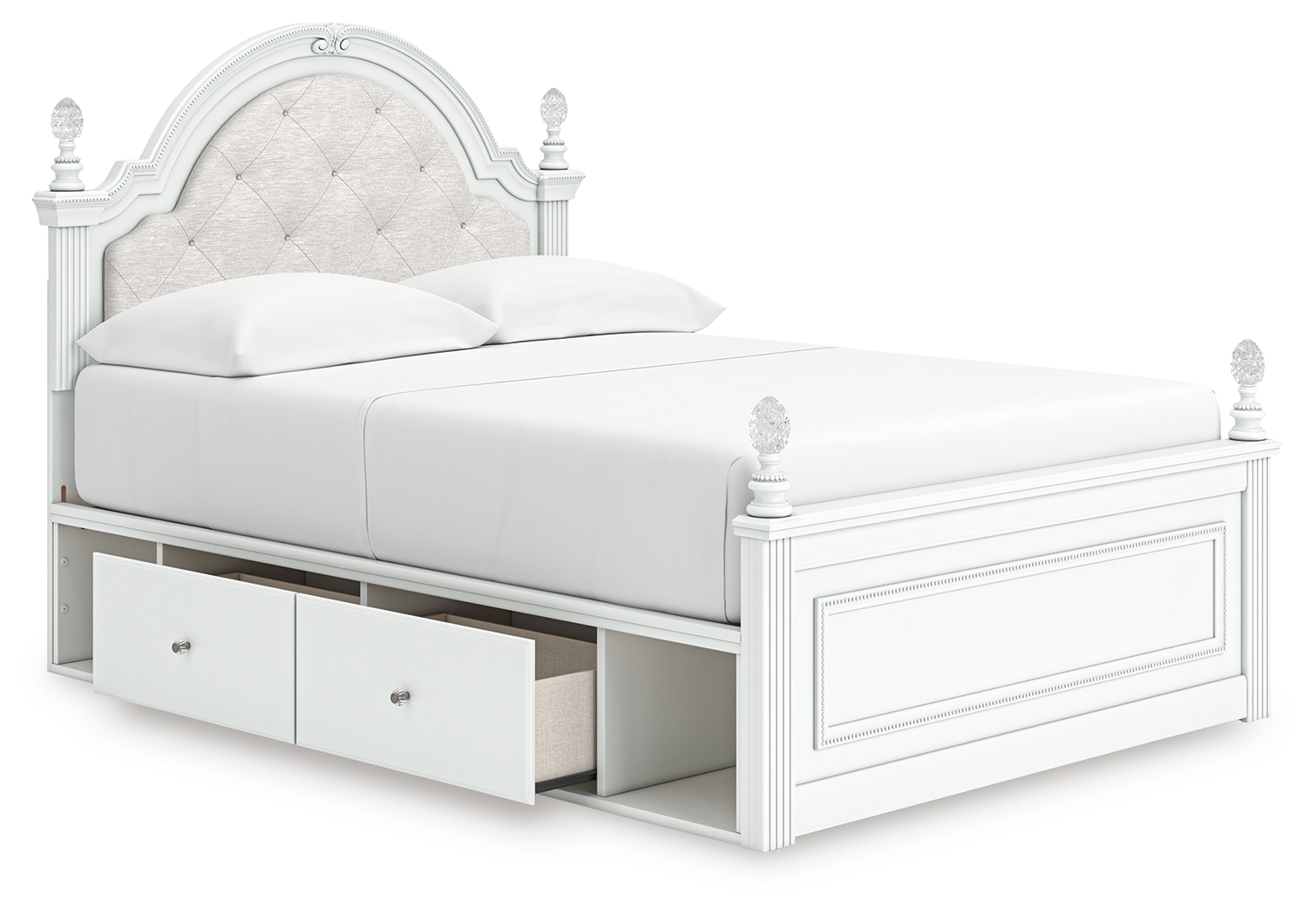 Full Upholstered Panel Storage Bed