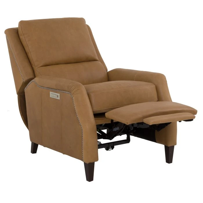 Leather Power Recliner w/Nailhead Trim