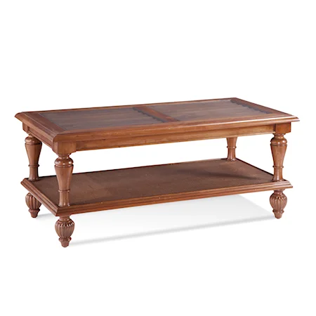 Traditional Coffee Table with Glass Insert Top