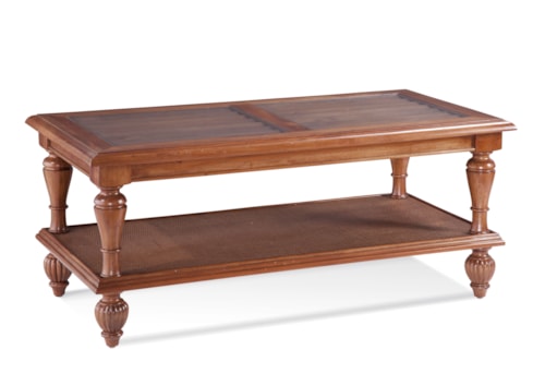 Traditional Coffee Table with Glass Insert Top